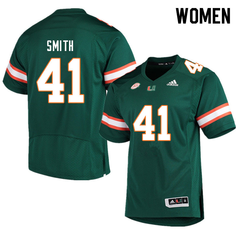 Women #41 Chase Smith Miami Hurricanes College Football Jerseys Sale-Green - Click Image to Close